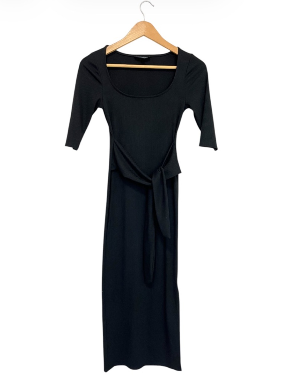 See You Monday Ribbed 1/2 Sleeve Midi Dress